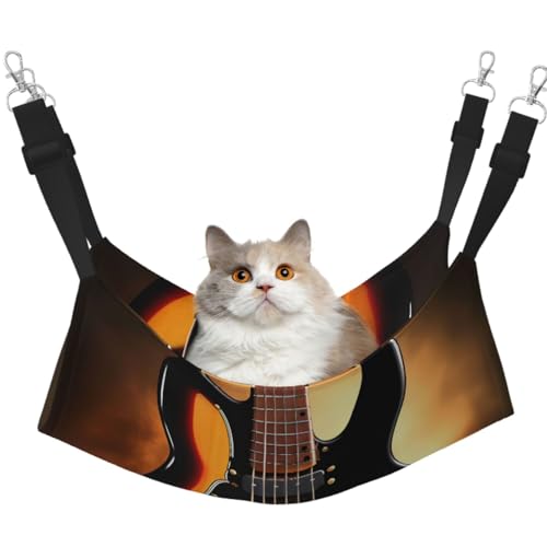 LiuMng Große Katzenhängematte für Käfig – verstellbares Haustierbett, Instrumental-Gitarren-Druck, Welpenruheunterlage, für Kätzchen, kleine Tiere LiuMng Große Katzenhängematte für Käfig – verstellbares Haustierbett, Instrumental-Gitarren-Druck, Welpenruheunterlage, für Kätzchen, kleine Tiere von LiuMng