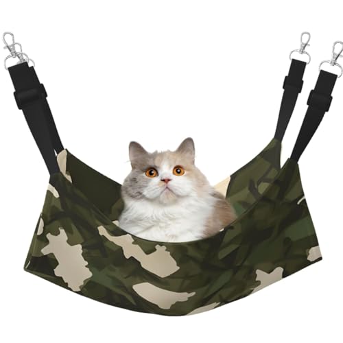 LiuMng Großes Katzenhängemattenbett für Käfig – verstellbares Haustierbett, Armee-Camouflage-Druck, Welpenunterlage für Kätzchen, kleine Tiere LiuMng Großes Katzenhängemattenbett für Käfig – verstellbares Haustierbett, Armee-Camouflage-Druck, Welpenunterlage für Kätzchen, kleine Tiere von LiuMng