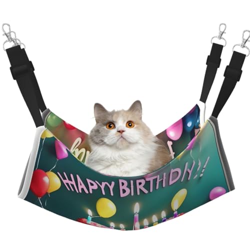 LiuMng Großes Katzenhängemattenbett für Käfig – verstellbares Haustierbett, Happy Birthday, schöner Druck, Welpenauflage, für Kätzchen, kleine Tiere LiuMng Großes Katzenhängemattenbett für Käfig – verstellbares Haustierbett, Happy Birthday, schöner Druck, Welpenauflage, für Kätzchen, kleine Tiere von LiuMng