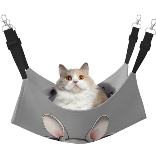 LiuMng Großes Katzenhängemattenbett für Käfig – verstellbares Haustierbett, grauer Ratten-Druck, Welpenruheunterlage, für Kätzchen, Kleintiere LiuMng Großes Katzenhängemattenbett für Käfig – verstellbares Haustierbett, grauer Ratten-Druck, Welpenruheunterlage, für Kätzchen, Kleintiere von LiuMng