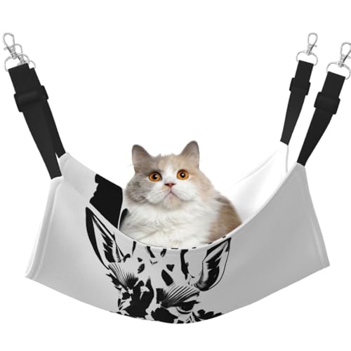 LiuMng Großes Katzenhängemattenbett für Käfig – verstellbares Haustierbett, schwarz-weißes Giraffen-Druck, Welpenauflage für Kätzchen, Kleintiere LiuMng Großes Katzenhängemattenbett für Käfig – verstellbares Haustierbett, schwarz-weißes Giraffen-Druck, Welpenauflage für Kätzchen, Kleintiere von LiuMng