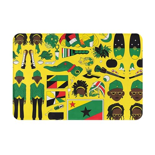 LiuMng Jamaican Elements Ganzjahres-Fußmatte, wasserabsorbierend, rutschfest, Fußmatten für Vorder- und Hintertür, Schuhkratzer, 40,6 x 61 cm von LiuMng