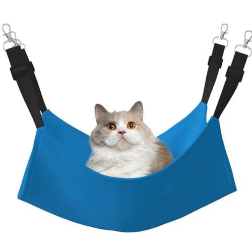 LiuMng Katzen-Hängematte für Käfig, verstellbares Haustierbett, einfarbig, blauer Druck, Welpenauflage, für Kätzchen, mittelgroße und kleine Tiere LiuMng Katzen-Hängematte für Käfig, verstellbares Haustierbett, einfarbig, blauer Druck, Welpenauflage, für Kätzchen, mittelgroße und kleine Tiere von LiuMng