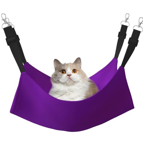LiuMng Katzen-Hängematte für Käfig, verstellbares Haustierbett, einfarbig, dunkelvioletter Druck, Welpenauflage, für Kätzchen, mittelgroße und kleine Tiere LiuMng Katzen-Hängematte für Käfig, verstellbares Haustierbett, einfarbig, dunkelvioletter Druck, Welpenauflage, für Kätzchen, mittelgroße und kleine Tiere von LiuMng