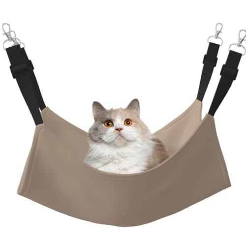 LiuMng Katzen-Hängematte für Käfig, verstellbares Haustierbett, einfarbig, hellbrauner Druck, Welpenauflage, für Kätzchen, große und kleine Tiere LiuMng Katzen-Hängematte für Käfig, verstellbares Haustierbett, einfarbig, hellbrauner Druck, Welpenauflage, für Kätzchen, große und kleine Tiere von LiuMng