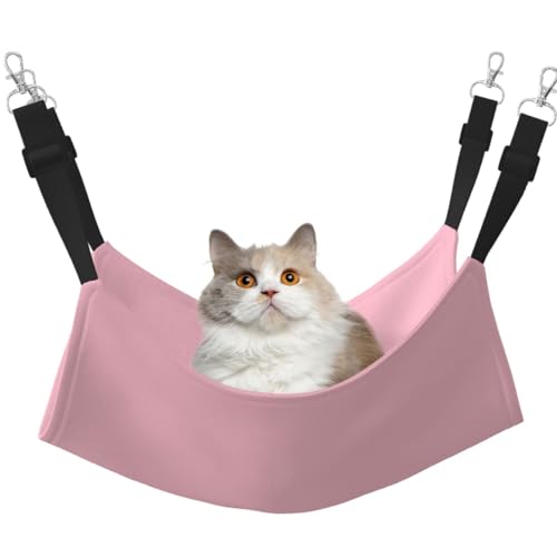 LiuMng Katzen-Hängematte für Käfig, verstellbares Haustierbett, einfarbig, rosa Druck, Welpenauflage, für Kätzchen, mittelgroße und kleine Tiere LiuMng Katzen-Hängematte für Käfig, verstellbares Haustierbett, einfarbig, rosa Druck, Welpenauflage, für Kätzchen, mittelgroße und kleine Tiere von LiuMng