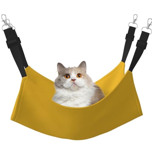 LiuMng Katzen-Hängematte für Käfig – verstellbares Haustierbett, einfarbig, goldfarbener Druck, Welpenauflage, für Kätzchen, mittelgroße und kleine Tiere von LiuMng