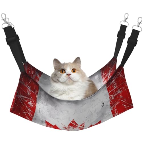 LiuMng Katzen-Hängematten-Bett für Käfig, verstellbares Haustierbett, Retro-Kanada-Flagge, Welpen-Ruheunterlage, für Kätzchen, große und kleine Tiere LiuMng Katzen-Hängematten-Bett für Käfig, verstellbares Haustierbett, Retro-Kanada-Flagge, Welpen-Ruheunterlage, für Kätzchen, große und kleine Tiere von LiuMng
