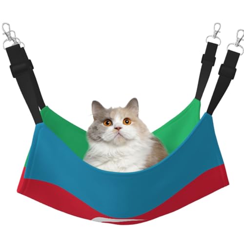 LiuMng Katzen-Hängemattenbett für Käfig, verstellbares Haustierbett, Flagge von Aserbaidschan, Welpenauflage, für Kätzchen, mittelgroße und kleine Tiere LiuMng Katzen-Hängemattenbett für Käfig, verstellbares Haustierbett, Flagge von Aserbaidschan, Welpenauflage, für Kätzchen, mittelgroße und kleine Tiere von LiuMng