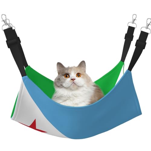 LiuMng Katzen-Hängemattenbett für Käfig, verstellbares Haustierbett, Flagge von Dschibuti-Druck, Welpenauflage, für Kätzchen, große und kleine Tiere LiuMng Katzen-Hängemattenbett für Käfig, verstellbares Haustierbett, Flagge von Dschibuti-Druck, Welpenauflage, für Kätzchen, große und kleine Tiere von LiuMng
