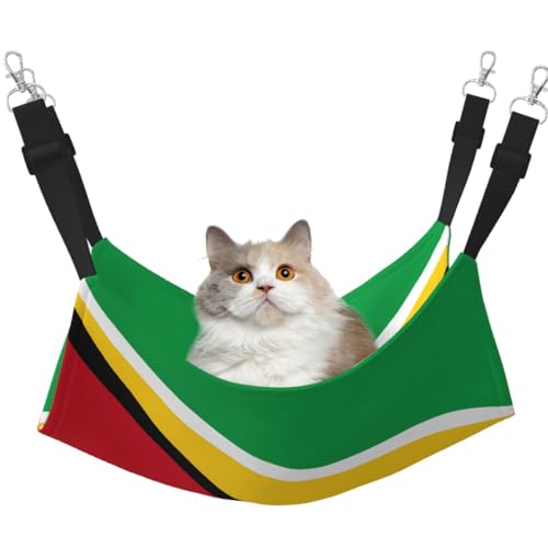 LiuMng Katzen-Hängemattenbett für Käfig, verstellbares Haustierbett, Flagge von Guyana Druck, Welpenauflage, für Kätzchen, große und kleine Tiere LiuMng Katzen-Hängemattenbett für Käfig, verstellbares Haustierbett, Flagge von Guyana Druck, Welpenauflage, für Kätzchen, große und kleine Tiere von LiuMng