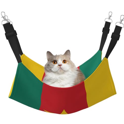 LiuMng Katzen-Hängemattenbett für Käfig, verstellbares Haustierbett, Flagge von Kamerun, Welpenauflage, für Kätzchen, große und kleine Tiere LiuMng Katzen-Hängemattenbett für Käfig, verstellbares Haustierbett, Flagge von Kamerun, Welpenauflage, für Kätzchen, große und kleine Tiere von LiuMng