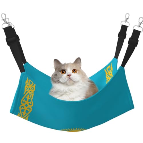 LiuMng Katzen-Hängemattenbett für Käfig, verstellbares Haustierbett, Flagge von Kasachstan, Welpenauflage, für Kätzchen, große und kleine Tiere LiuMng Katzen-Hängemattenbett für Käfig, verstellbares Haustierbett, Flagge von Kasachstan, Welpenauflage, für Kätzchen, große und kleine Tiere von LiuMng