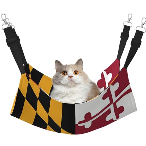 LiuMng Katzen-Hängemattenbett für Käfig, verstellbares Haustierbett, Flagge von Maryland, Welpenauflage, für Kätzchen, mittelgroße und kleine Tiere von LiuMng