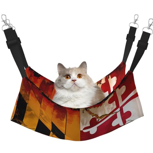 LiuMng Katzen-Hängemattenbett für Käfig, verstellbares Haustierbett, Vintage-Holz, Maryland-Flagge, Druck, Welpenauflage, für Kätzchen, große und kleine Tiere LiuMng Katzen-Hängemattenbett für Käfig, verstellbares Haustierbett, Vintage-Holz, Maryland-Flagge, Druck, Welpenauflage, für Kätzchen, große und kleine Tiere von LiuMng