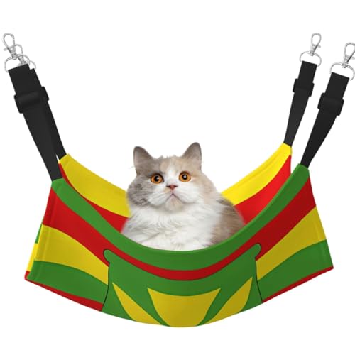 LiuMng Katzen-Hängemattenbett für Käfig, verstellbares Haustierbett, mit Hawaii-Flagge, Ruheunterlage, für Kätzchen, große und kleine Tiere von LiuMng