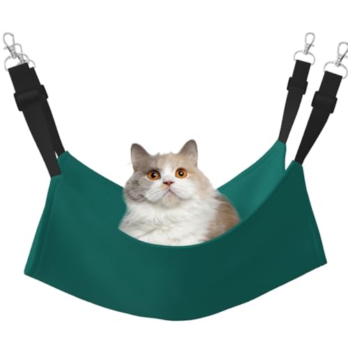 LiuMng Katzen-Hängemattenbett für Käfig, verstellbares Haustierbett, solide, dunkelgrüne Aufdruck, Welpenauflage, für Kätzchen, große und kleine Tiere von LiuMng