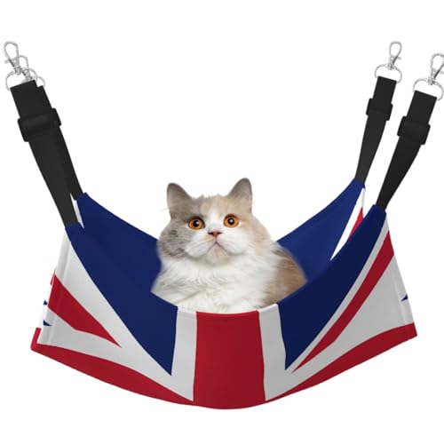 LiuMng Katzenhängematte für Käfig – verstellbares Haustierbett, britische Flagge, Welpenauflage, für Kätzchen, große und kleine Tiere LiuMng Katzenhängematte für Käfig – verstellbares Haustierbett, britische Flagge, Welpenauflage, für Kätzchen, große und kleine Tiere von LiuMng