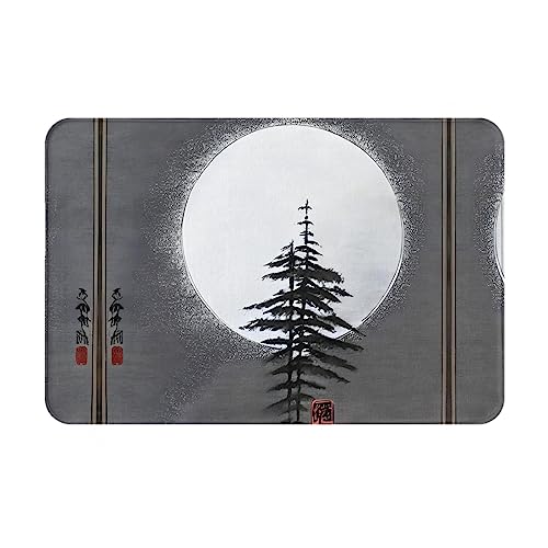 LiuMng Moon Pine Tree Winter-Fußmatte, 40,6 x 61 cm, wasserabsorbierende, rutschfeste Fußmatten für Vorder- und Hintertür/Willkommensmatte von LiuMng