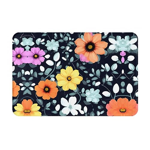 LiuMng Schöne bunte Blumen Winter Fußmatte 40,6 x 61 cm – wasserabsorbierende, rutschfeste Fußmatten für Vorder- und Hintertür/Willkommensmatte von LiuMng