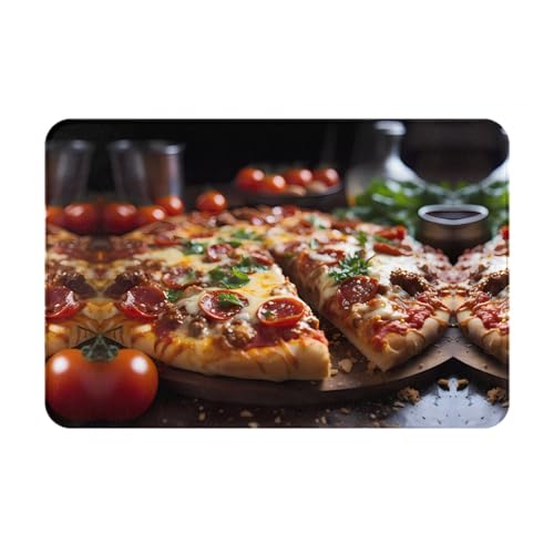 LiuMng Tantalizing Sausage Pizza Ganzjahres-Fußmatte, wasserabsorbierend, rutschfest, Fußmatten für Vorder- und Hintertür, Schuhkratzer, 40,6 x 61 cm LiuMng Tantalizing Sausage Pizza Ganzjahres-Fußmatte, wasserabsorbierend, rutschfest, Fußmatten für Vorder- und Hintertür, Schuhkratzer, 40,6 x 61 cm von LiuMng