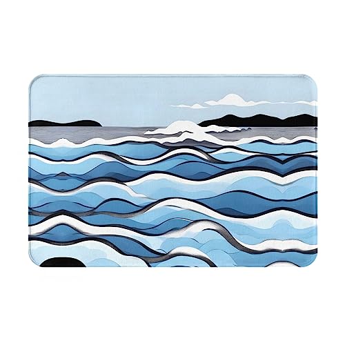 LiuMng Waves Lapping at The Rocks Ganzjahres-Fußmatte, wasserabsorbierend, rutschfest, Fußmatten für Vorder- und Hintertür, Schuhkratzer, 40,6 x 61 cm von LiuMng