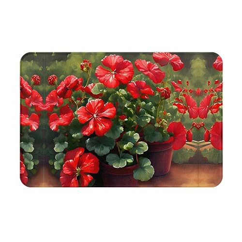 LiuMng Winter-Fußmatte, Motiv: rote Geranien, 40,6 x 61 cm, wasserabsorbierend, rutschfest, Fußmatten für Vorder- und Hintertür/Willkommensmatte LiuMng Winter-Fußmatte, Motiv: rote Geranien, 40,6 x 61 cm, wasserabsorbierend, rutschfest, Fußmatten für Vorder- und Hintertür/Willkommensmatte von LiuMng
