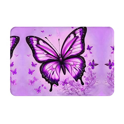 LiuMng Winter-Fußmatte, Schmetterlingsmatte, 40,6 x 61 cm, wasserabsorbierend, rutschfest, für Vorder- und Hintertür, Violett LiuMng Winter-Fußmatte, Schmetterlingsmatte, 40,6 x 61 cm, wasserabsorbierend, rutschfest, für Vorder- und Hintertür, Violett von LiuMng