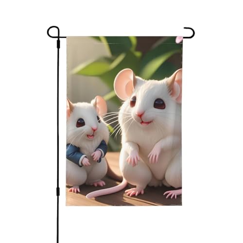 Mutter und Kind Ratten Druck doppelseitige Gartenflagge – farbecht Urlaub hängen Banner für Hofdekoration Willkommensschild 31,8 x 45,7 cm von LiuMng
