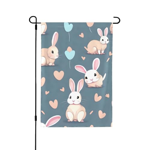 Niedlicher Hasen-Druck, doppelseitige Gartenflagge, farbecht, für den Urlaub, Banner, für Hof-Dekoration, Willkommensschild, 31,8 x 45,7 cm Niedlicher Hasen-Druck, doppelseitige Gartenflagge, farbecht, für den Urlaub, Banner, für Hof-Dekoration, Willkommensschild, 31,8 x 45,7 cm von LiuMng