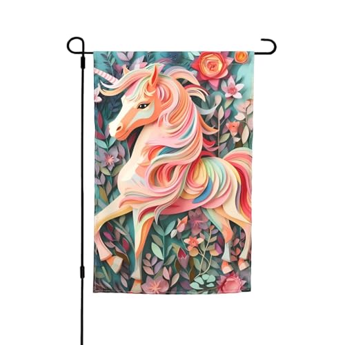 Rosa Papierschnitt Einhorn Druck Gartenflagge 30,5 x 45,7 cm – doppelseitige saisonale Outdoor-Flaggen, für Hof, Veranda, Party-Dekoration Rosa Papierschnitt Einhorn Druck Gartenflagge 30,5 x 45,7 cm – doppelseitige saisonale Outdoor-Flaggen, für Hof, Veranda, Party-Dekoration von LiuMng