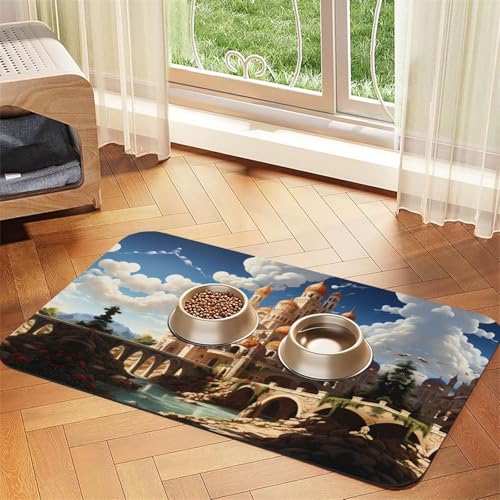 Saugfähige Futtermatte für Haustiere, 30 x 45 cm, Anime-Schloss-Himmel-Druck, schnell trocknendes Futter-Pad/Leder-Tischset, für Hunde und Katzen, Futternapf Saugfähige Futtermatte für Haustiere, 30 x 45 cm, Anime-Schloss-Himmel-Druck, schnell trocknendes Futter-Pad/Leder-Tischset, für Hunde und Katzen, Futternapf von LiuMng
