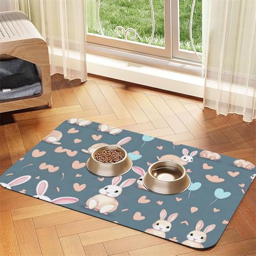 Saugfähige Futtermatte für Haustiere, 30 x 45 cm, Cartoon-Hasen-Druck, schnell trocknendes Futter-Pad/Leder-Tischset, für Hunde, Katzen, Futternapf, Wasser Saugfähige Futtermatte für Haustiere, 30 x 45 cm, Cartoon-Hasen-Druck, schnell trocknendes Futter-Pad/Leder-Tischset, für Hunde, Katzen, Futternapf, Wasser von LiuMng