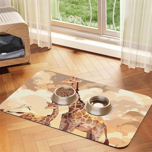 Saugfähige Futtermatte für Haustiere, 30 x 45 cm, Giraffenmotiv mit Mutter und Kind, schnell trocknendes Futter-Pad/Leder-Tischset, für Hunde und Katzen, Futternapf, Wasser Saugfähige Futtermatte für Haustiere, 30 x 45 cm, Giraffenmotiv mit Mutter und Kind, schnell trocknendes Futter-Pad/Leder-Tischset, für Hunde und Katzen, Futternapf, Wasser von LiuMng