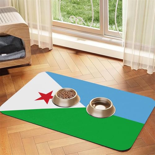 Saugfähige Futtermatte für Haustiere, 30 x 45 cm, Motiv: Flagge von Dschibuti, schnell trocknendes Futter-Pad/Leder-Tischset, für Hunde, Katzen, Futternapf, Wasser Saugfähige Futtermatte für Haustiere, 30 x 45 cm, Motiv: Flagge von Dschibuti, schnell trocknendes Futter-Pad/Leder-Tischset, für Hunde, Katzen, Futternapf, Wasser von LiuMng