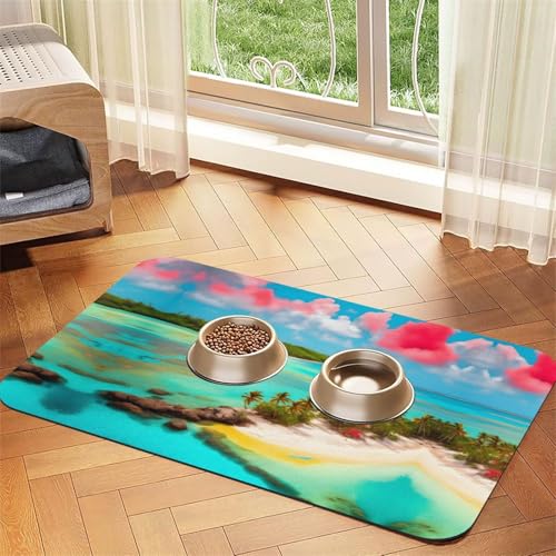 Saugfähige Futtermatte für Haustiere, 30 x 45 cm, Motiv: Karibiklandschaft, schnell trocknendes Futterunterlage/Leder-Tischset, für Hunde und Katzen, Futternapf, Wasser Saugfähige Futtermatte für Haustiere, 30 x 45 cm, Motiv: Karibiklandschaft, schnell trocknendes Futterunterlage/Leder-Tischset, für Hunde und Katzen, Futternapf, Wasser von LiuMng