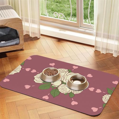 Saugfähige Futtermatte für Haustiere, 30 x 45 cm, Motiv: weiße Rose der Liebe, schnell trocknendes Futterpad/Leder-Tischset, für Hunde und Katzen, Futternapf Saugfähige Futtermatte für Haustiere, 30 x 45 cm, Motiv: weiße Rose der Liebe, schnell trocknendes Futterpad/Leder-Tischset, für Hunde und Katzen, Futternapf von LiuMng