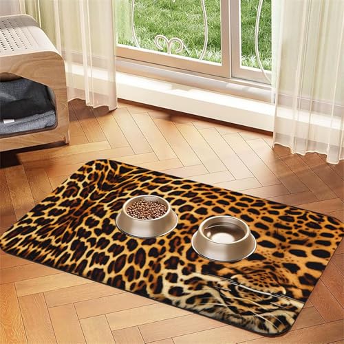 Saugfähige Futtermatte für Haustiere, 30 x 45 cm, Streifen auf Leopardenmuster, schnell trocknendes Futterunterlage/Leder-Tischset, für Hunde und Katzen, Futternapf Saugfähige Futtermatte für Haustiere, 30 x 45 cm, Streifen auf Leopardenmuster, schnell trocknendes Futterunterlage/Leder-Tischset, für Hunde und Katzen, Futternapf von LiuMng