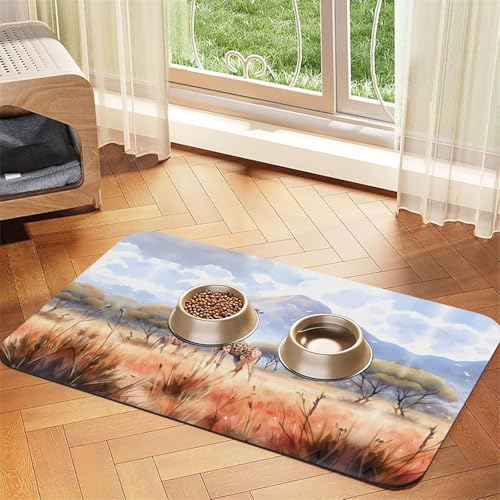 Saugfähige Futtermatte für Haustiere, 30 x 45 cm, afrikanische Savannen-Giraffe, schnell trocknendes Futter-Pad/Leder-Tischset, für Hunde, Katzen, Futternapf, Wasser Saugfähige Futtermatte für Haustiere, 30 x 45 cm, afrikanische Savannen-Giraffe, schnell trocknendes Futter-Pad/Leder-Tischset, für Hunde, Katzen, Futternapf, Wasser von LiuMng