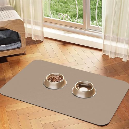 Saugfähige Futtermatte für Haustiere, 30 x 45 cm, einfarbig, hellbraun, schnell trocknendes Futterunterlage/Leder-Tischset, für Hunde und Katzen, Futternapf Saugfähige Futtermatte für Haustiere, 30 x 45 cm, einfarbig, hellbraun, schnell trocknendes Futterunterlage/Leder-Tischset, für Hunde und Katzen, Futternapf von LiuMng