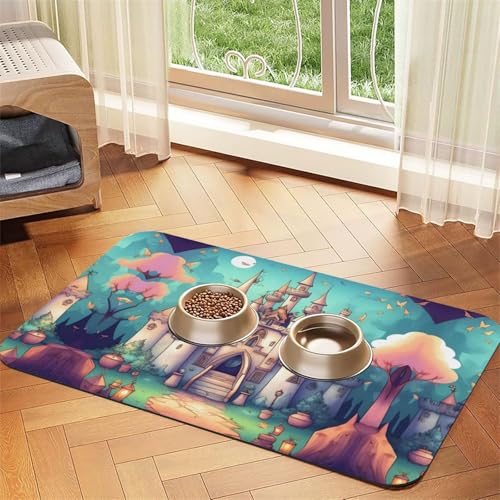 Saugfähige Futtermatte für Haustiere, 30 x 45 cm, klassischer Schloss-Druck, schnell trocknendes Futter-Pad/Leder-Tischset, für Hunde und Katzen, Futternapf Saugfähige Futtermatte für Haustiere, 30 x 45 cm, klassischer Schloss-Druck, schnell trocknendes Futter-Pad/Leder-Tischset, für Hunde und Katzen, Futternapf von LiuMng