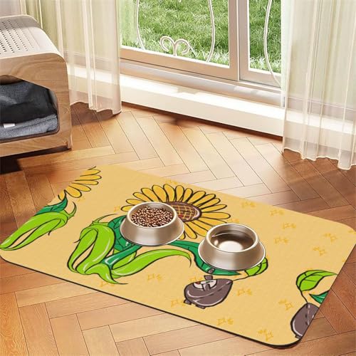 Saugfähige Futtermatte für Haustiere, 30 x 45 cm, mit Sonnenblumenkernen und Sonnenblumen, schnell trocknendes Futter-Pad/Leder-Tischset, für Hunde, Katzen, Futternapf, Wasser Saugfähige Futtermatte für Haustiere, 30 x 45 cm, mit Sonnenblumenkernen und Sonnenblumen, schnell trocknendes Futter-Pad/Leder-Tischset, für Hunde, Katzen, Futternapf, Wasser von LiuMng