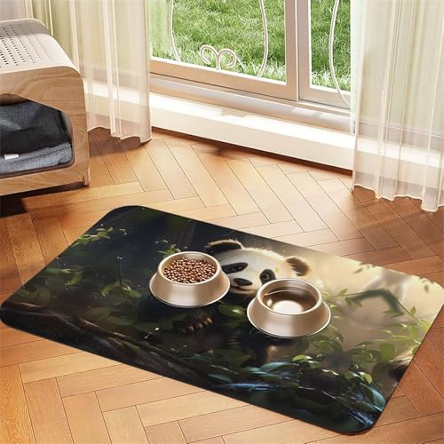 Saugfähige Futtermatte für Haustiere, 30 x 45 cm, niedlicher Panda-Pflanzendruck, schnell trocknendes Futter-Pad/Leder-Tischset, für Hunde und Katzen, Futternapf Saugfähige Futtermatte für Haustiere, 30 x 45 cm, niedlicher Panda-Pflanzendruck, schnell trocknendes Futter-Pad/Leder-Tischset, für Hunde und Katzen, Futternapf von LiuMng