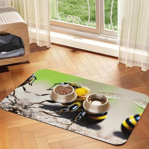 Saugfähige Futtermatte für Haustiere, 30 x 45 cm, niedlicher kleiner Bienen-Druck, schnell trocknendes Futterunterlage/Leder-Tischset, für Hunde und Katzen, Futternapf Saugfähige Futtermatte für Haustiere, 30 x 45 cm, niedlicher kleiner Bienen-Druck, schnell trocknendes Futterunterlage/Leder-Tischset, für Hunde und Katzen, Futternapf von LiuMng