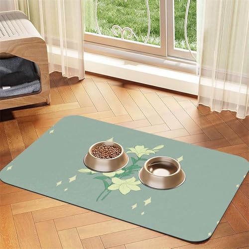 Saugfähige Futtermatte für Haustiere, 40 x 60 cm, Cartoon-Motiv weiße Lilien, schnell trocknendes Futter-Pad/Leder-Tischset, für Hunde und Katzen, Futternapf Saugfähige Futtermatte für Haustiere, 40 x 60 cm, Cartoon-Motiv weiße Lilien, schnell trocknendes Futter-Pad/Leder-Tischset, für Hunde und Katzen, Futternapf von LiuMng