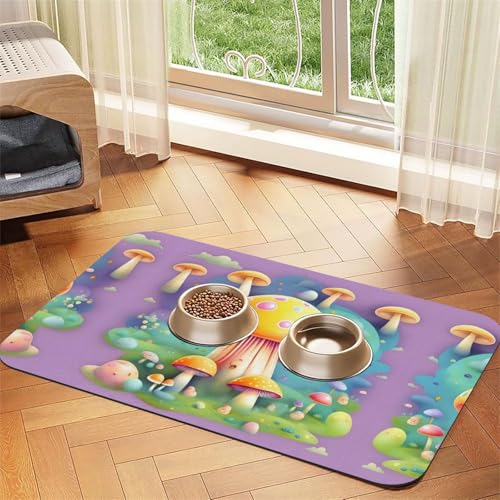 Saugfähige Futtermatte für Haustiere, 40 x 60 cm, Fantasy-Traum-Pilz-Druck, schnell trocknendes Futter-Pad/Leder-Tischset, für Hunde, Katzen, Futternapf, Wasser Saugfähige Futtermatte für Haustiere, 40 x 60 cm, Fantasy-Traum-Pilz-Druck, schnell trocknendes Futter-Pad/Leder-Tischset, für Hunde, Katzen, Futternapf, Wasser von LiuMng