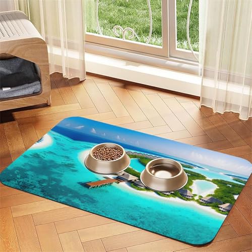 Saugfähige Futtermatte für Haustiere, 40 x 60 cm, Malediven-Motiv, schnell trocknendes Futter-Pad/Leder-Tischset, für Hunde und Katzen, Futternapf Saugfähige Futtermatte für Haustiere, 40 x 60 cm, Malediven-Motiv, schnell trocknendes Futter-Pad/Leder-Tischset, für Hunde und Katzen, Futternapf von LiuMng