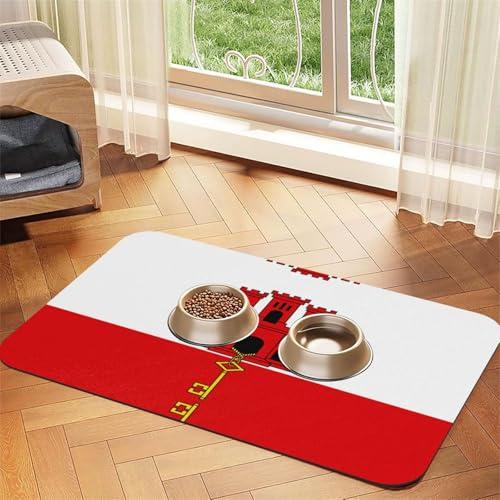 Saugfähige Futtermatte für Haustiere, 40 x 60 cm, Motiv: Flagge von Gibraltar, schnell trocknendes Futter-Pad/Leder-Tischset, für Hunde, Katzen, Futternapf, Wasser Saugfähige Futtermatte für Haustiere, 40 x 60 cm, Motiv: Flagge von Gibraltar, schnell trocknendes Futter-Pad/Leder-Tischset, für Hunde, Katzen, Futternapf, Wasser von LiuMng
