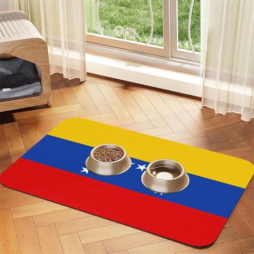 Saugfähige Futtermatte für Haustiere, 40 x 60 cm, Motiv: Flagge von Venezuela, schnell trocknendes Futter-Pad/Leder-Tischset, für Hunde, Katzen, Futternapf, Wasser von LiuMng