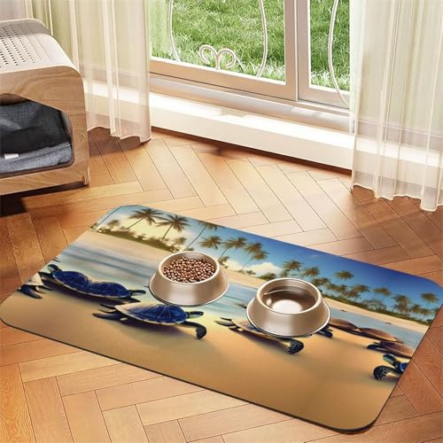 Saugfähige Futtermatte für Haustiere, 40 x 60 cm, Motiv: Schildkröten am Strand, schnell trocknendes Futterunterlage/Leder-Tischset, für Hunde und Katzen, Futternapf Saugfähige Futtermatte für Haustiere, 40 x 60 cm, Motiv: Schildkröten am Strand, schnell trocknendes Futterunterlage/Leder-Tischset, für Hunde und Katzen, Futternapf von LiuMng